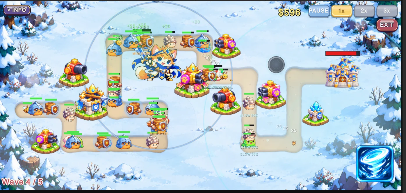 CATD actual development screenshot: Gameplay — Snow battlefield